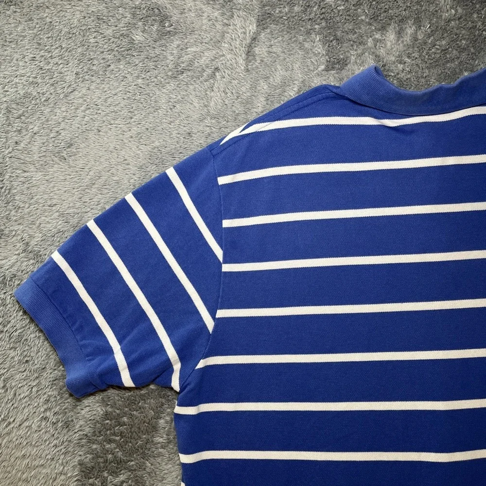 VTG Polo Ralph Lauren Shirt Men's XL Blue White Stripe Short Sleeve 90s